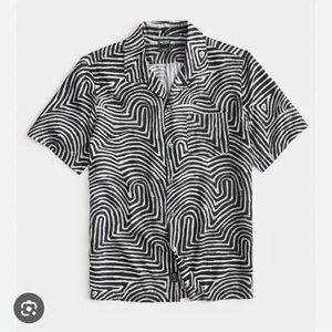 Todd Snyder Black and White Maze Camp Collar Shirt Medium